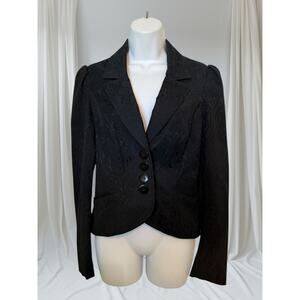 Betsey Johnson Blk Jacquard Damask Blazer Jacket Elegant Gothic Victorian Style